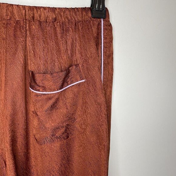 UNTITLED IN MOTION Satin Pants Women Small Brown Wide Leg Pajama Suiting - Picture 10 of 16